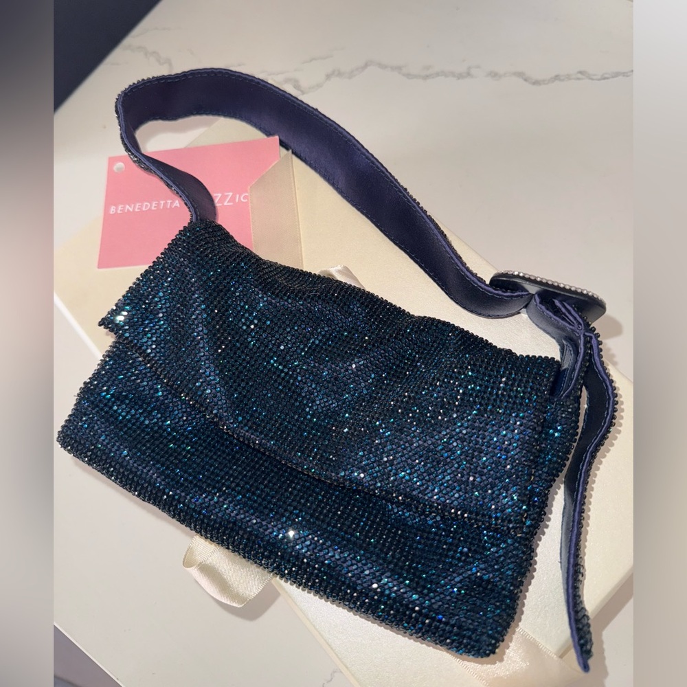 Benedetta Bruzziches le mignon Vitty mini beaded bag dark blue - Picture 9 of 13